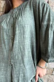 Loom & Thread Pin Tuck Blouse Washed Moss /40=